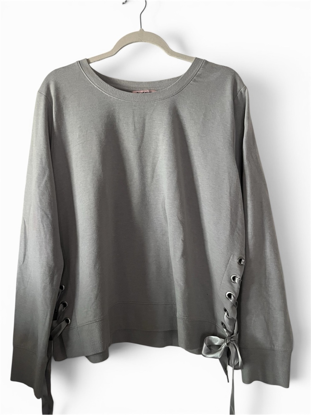 Juicy Couture SzXL Lt Blue/Gray Lace-Up Sleeve Women’s Top